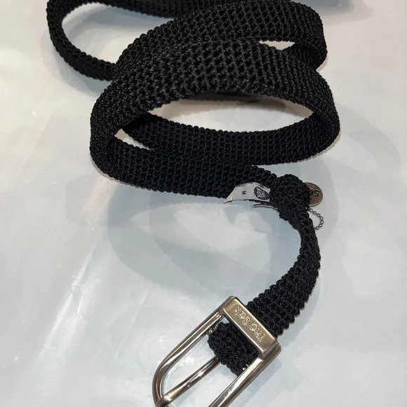 THE SAK BLACK Belt Woven Women's Size Medium 1” wide silver buckle TEXTURED BELT - Picture 6 of 11